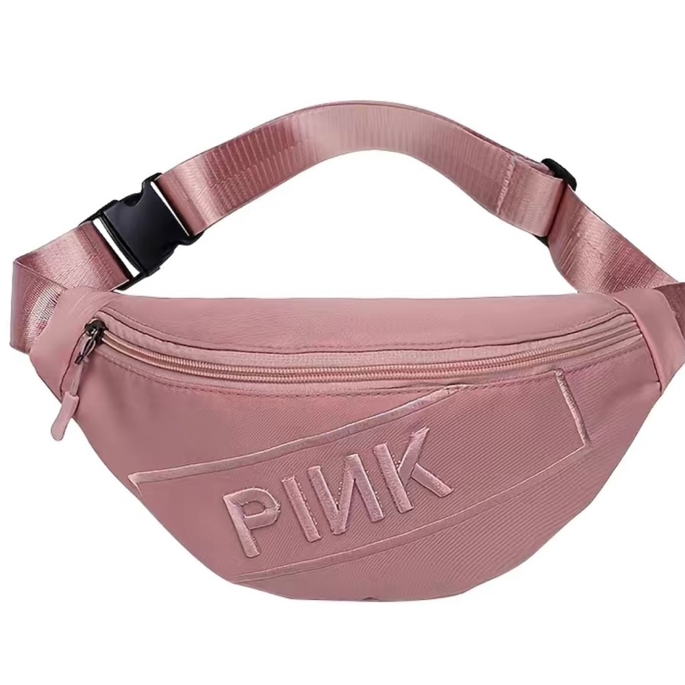 PINK Victoria's Secret Dusty Pink Satin Logo Waist Bag
